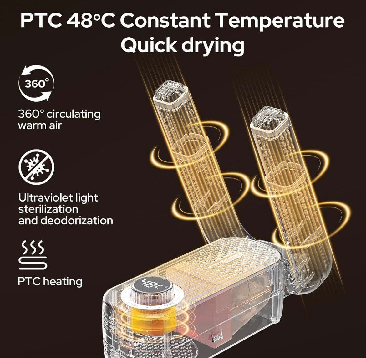 Smart Electric Shoe Dryer with Dual Air Arms