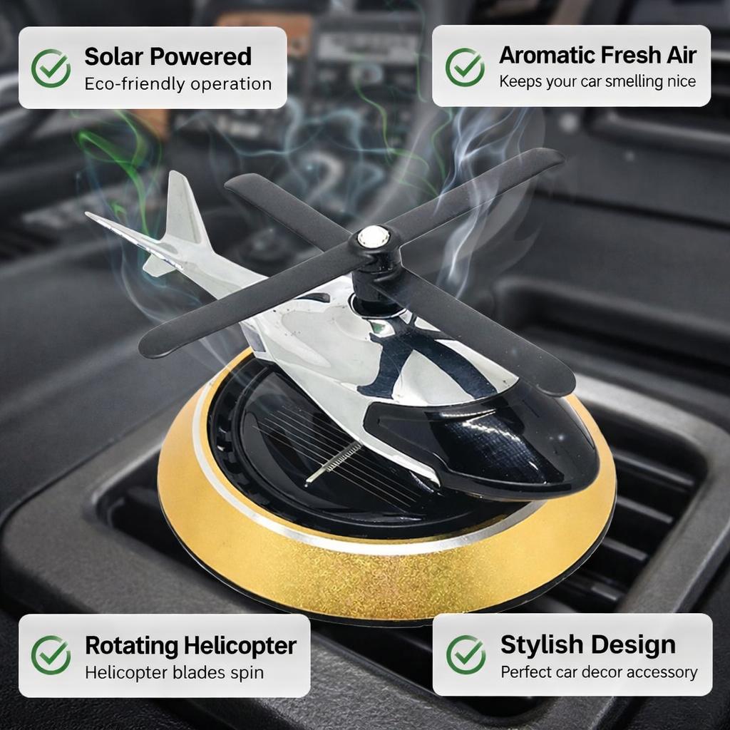 Solar Powered Helicopter Dashboard Toy