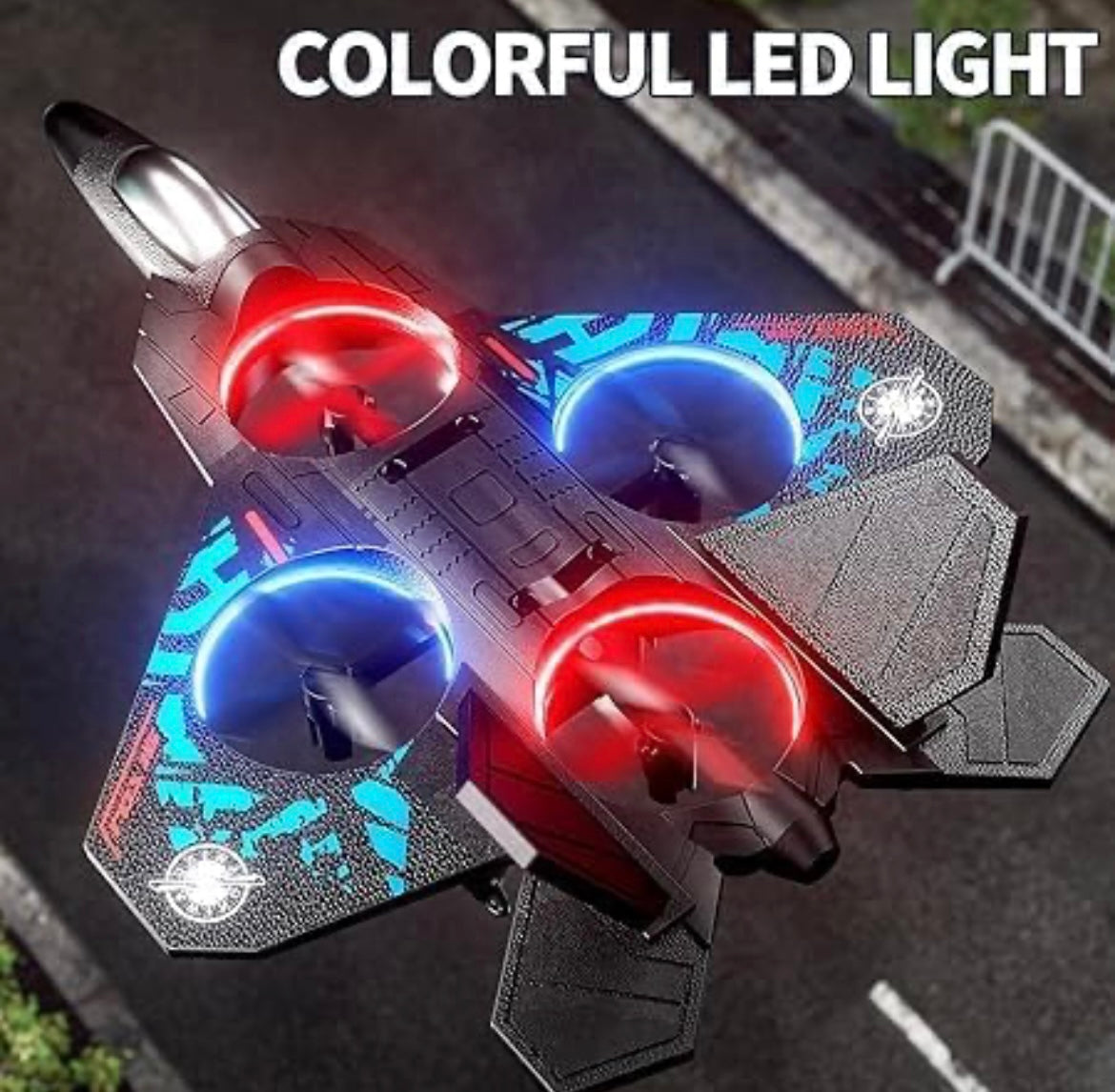 Fighter Style Mini RC Drone with LED Lights & Controller