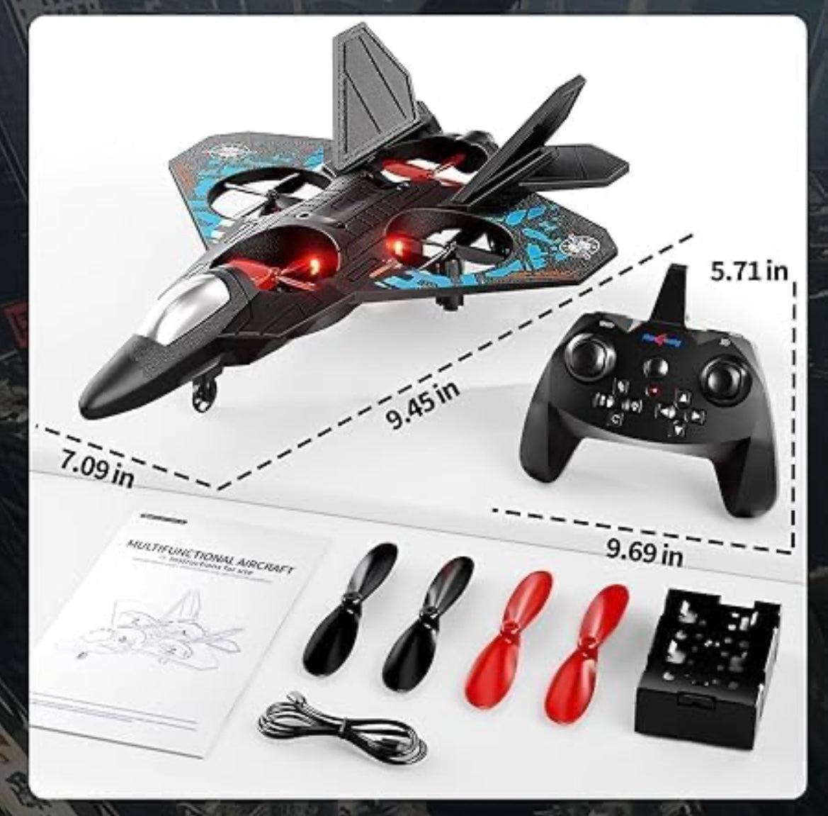 Fighter Style Mini RC Drone with LED Lights & Controller